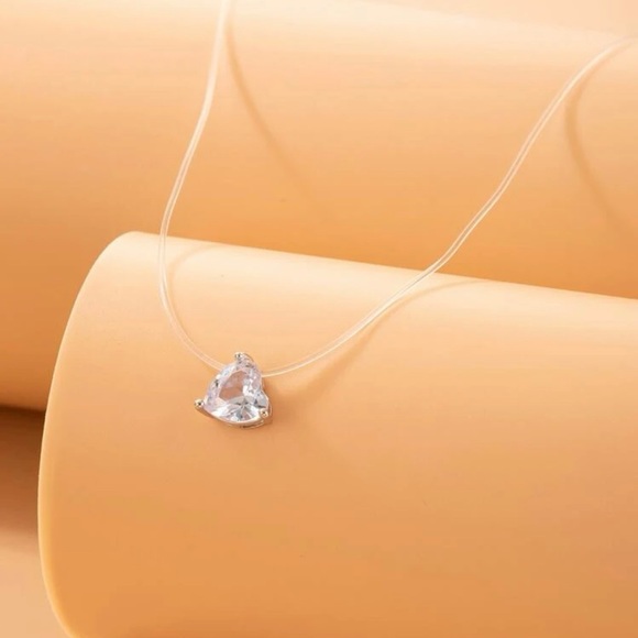 Cubic Zirconia Heart Charm Necklace - Picture 2 of 5